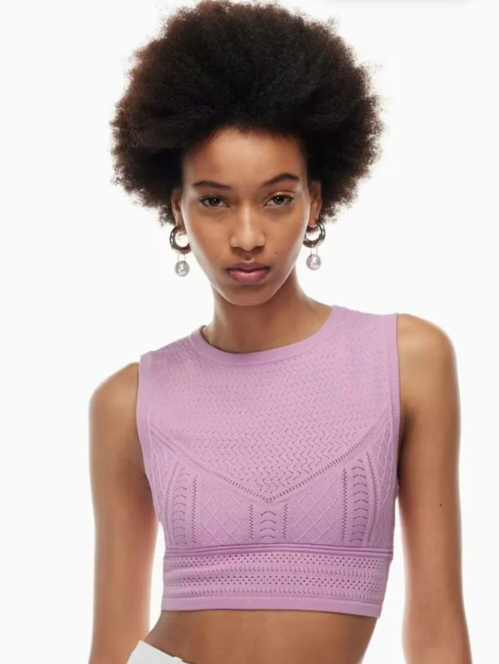 ARITZIA BABATON lilac Pointelle cropped Tank top